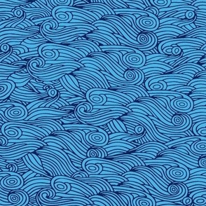 clouds or waves blue and navy