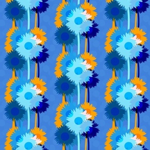 Floral blue and orange large pattern at dawn 