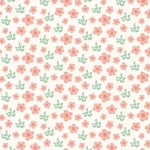 Ditsy Scatter Floral of Peach Flowers 