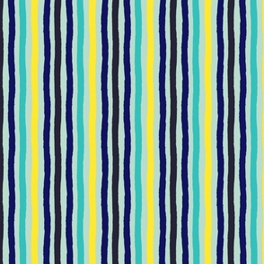 Yellow, navy and teal stripes