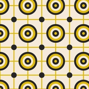 Yellow Circles and Lines Geometric Design / Medium Scale
