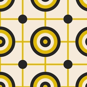 Yellow Circles and Lines Geometric Design / Large Scale
