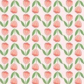 Stripe Floral of Tulips Peach Small Scale