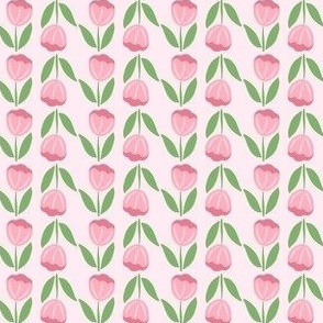 Stripe Floral of Tulips Pink Ditsy Scale