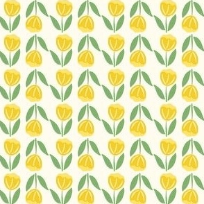 Yellow and Green Tulips Stripe Small Scale