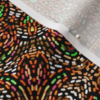 Kaleidoscope Mosaic Fleur de Lis and Drops in Orange and Brown