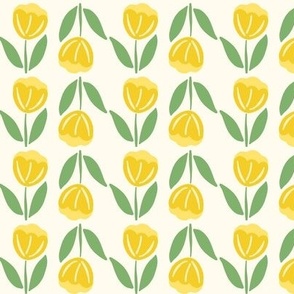Yellow and Green Tulips Stripe Medium Scale
