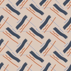 Fun with lines -beige, blue and orange , abstract