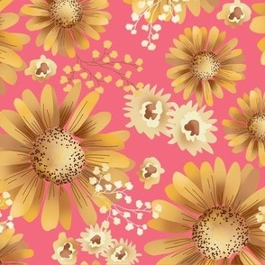 Bright Fillers Daisies colorful on coral