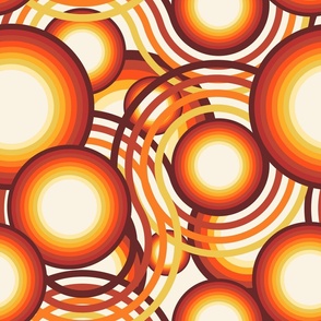 70's Swirly Whirly Dots in Warm Retro Rainbow