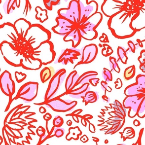 Boho Flowers- hot pink