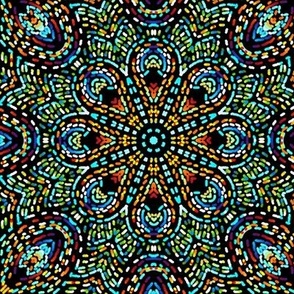 Peacock Feather Kaleidoscope Mosaic