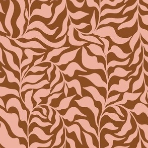 Tropical Vines Light Pink on Brown