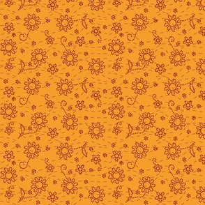 dot flowers,  color mustard
