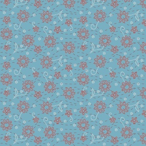 dot flowers,  color blue