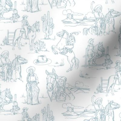 Cowgirl Pony Up in Powder Blue - Western Toile, Cowboy Toile, Country Western Toile , Baby Toile
