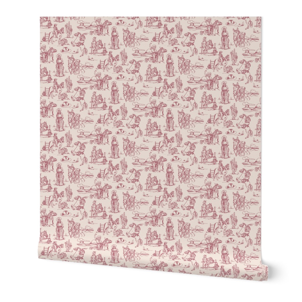 Cowgirl Pony Up  in Sorbet -  Western Toile, Cowboy Toile, Country Western Toile
