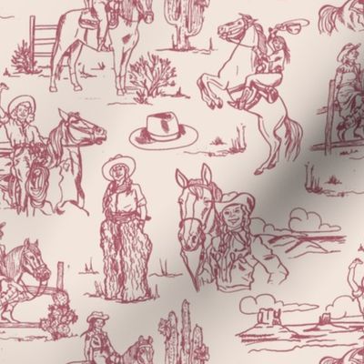 Cowgirl Pony Up  in Sorbet -  Western Toile, Cowboy Toile, Country Western Toile