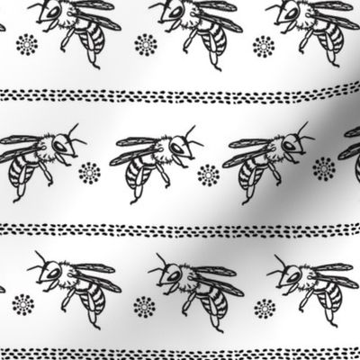 Bee Stripe-Black On White-L