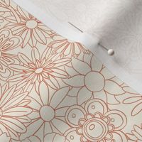 Chelsea (MidMod Mono Clementine on Eggshell) || hand-drawn vintage floral