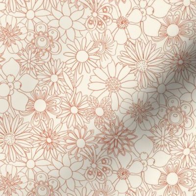 Chelsea (MidMod Mono Clementine on Eggshell) || hand-drawn vintage floral