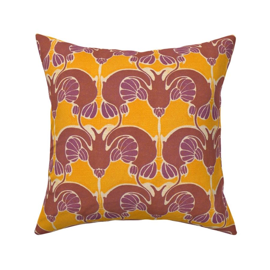 moserette orange and brown Fabric | Spoonflower