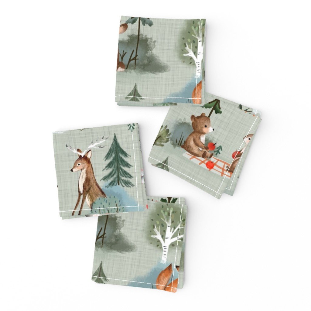 pic nic mint - (cute forest animals )