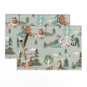 pic nic mint - (cute forest animals )