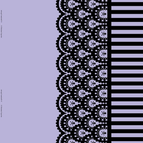 Black Skull and Crossbones Border on Lavender with 1/2 inch stripe