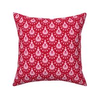 Skull and Crossbones Lace - Red on Pink