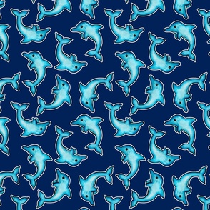 Dolphins Watercolor - Blue