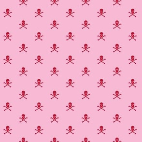 Red Skull and Crossbones on Pink