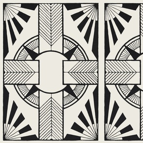 THE GATSBY COLLECTION - ART DECO CHEVRON STARBURST IN BLACK AND WHITE - Large scale