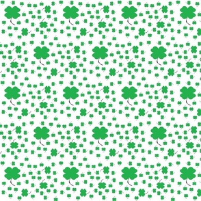 Green and Black Clovers on White
