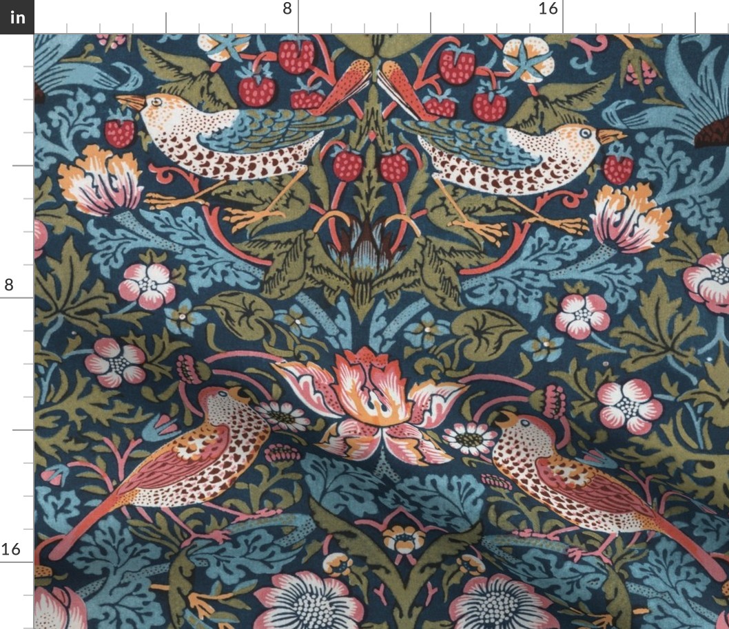 STRAWBERRY THIEF IN TEAL AND BERRY - WILLIAM MORRIS