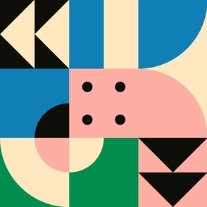 BAUHAUS CIRCLES AND ARROW IN COLORFUL RETRO