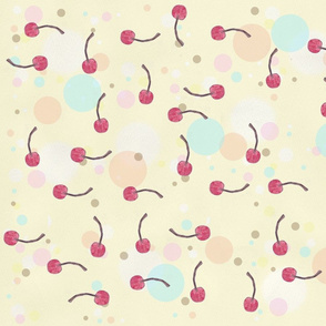 Small Cherries and Dots on Yellow