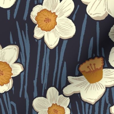 Daffodil Garden - Navy - Large