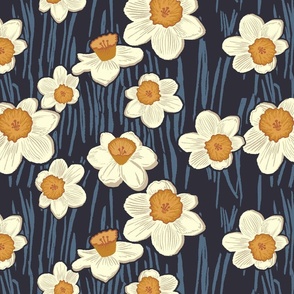 Daffodil Garden - Navy - Large