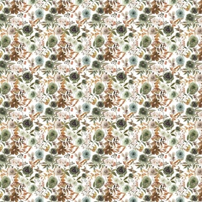 Watercolor Olive Green Floral (XXS)
