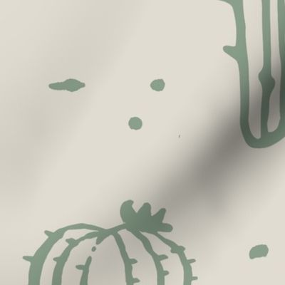 Inked cacti - sage/bone