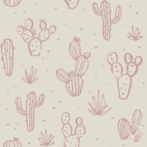 Inked cacti - pink/bone