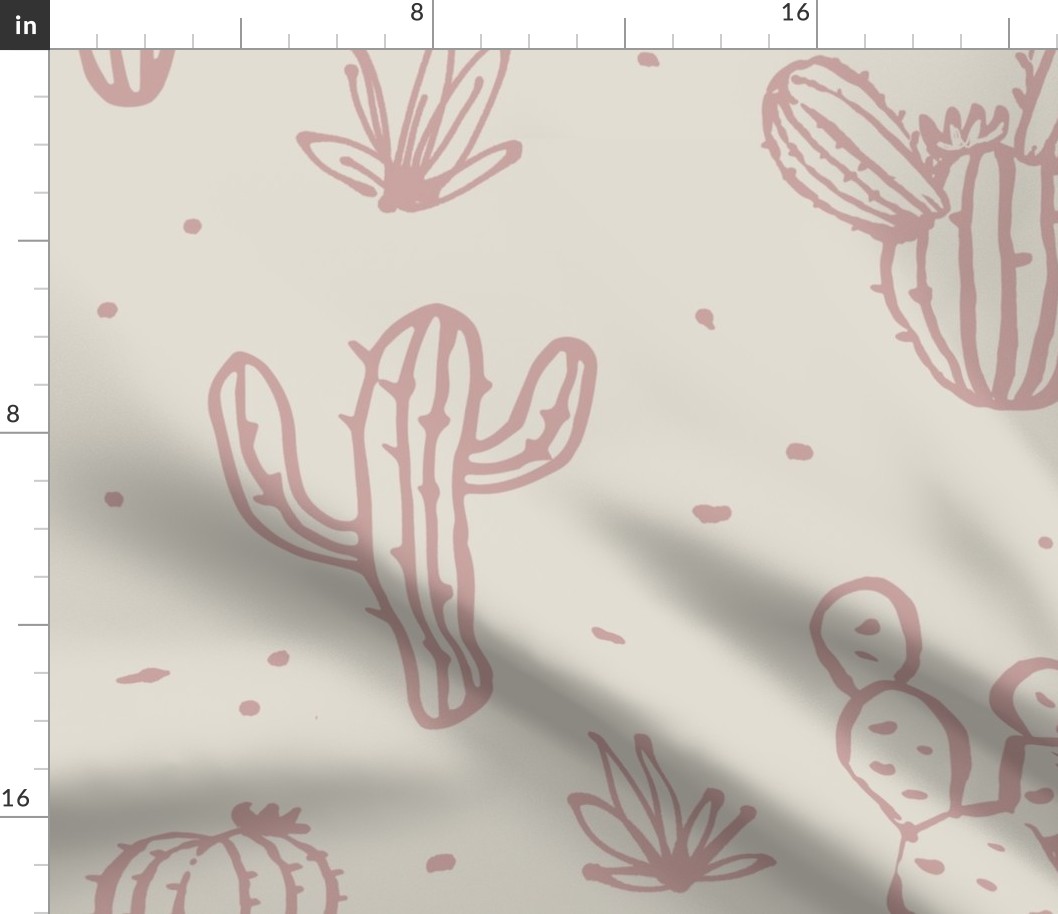 Inked cacti - pink/bone