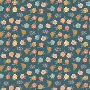Strength and Dignity Florals on Teal SMALLRepeat 4.5inch
