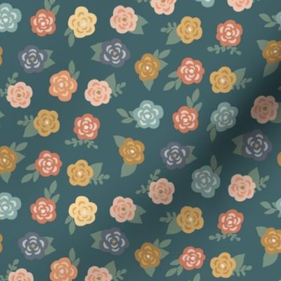 Strength and Dignity Florals on Teal LargeRepeat 8inch