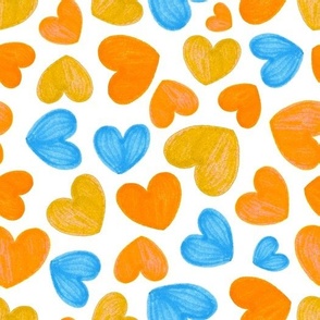 Hearts - orange blue