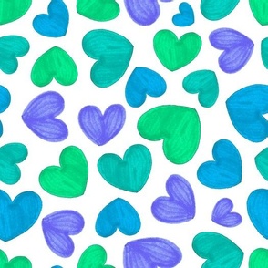 Hearts - purple turquoise