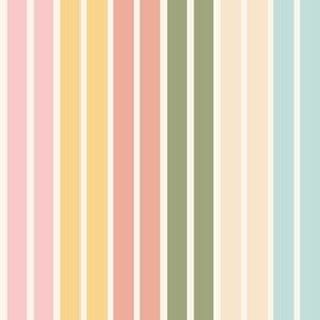 Double Take Stripe - Spring Pink, Yellow, Dusty Rose, Sage Green, Aqua and Cream