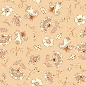 Boho Style Oriental Florals (Light Beige) 