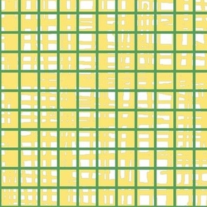 Sitting on Sunshine MESSY GRID in green + gold by Su_G_©SuSchaefer2022